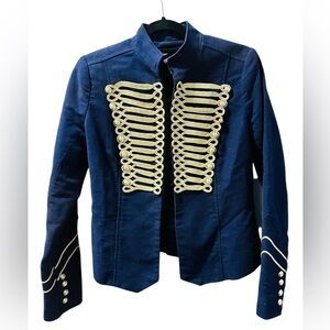 500 Brand Military Blazer Navy Blue Size Small Embroidery Velvet Jacket Coat